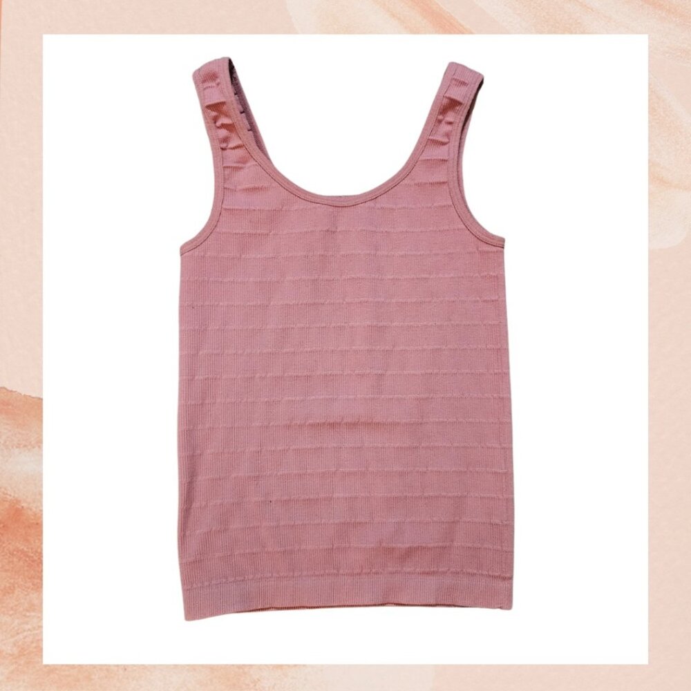 Pink Stretch Slim Fit Ribbed Tank Top
